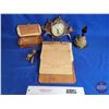 Image 2 : Vintage Office Collectors Group : - Clipboard w/ Vintage Machinery Manuals - Clock - Cedar Box - Pap