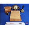 Image 3 : Vintage Office Collectors Group : - Clipboard w/ Vintage Machinery Manuals - Clock - Cedar Box - Pap