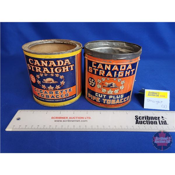 Canada Straight Cut Plug Tobacco & Cigarette Tobacco Tins (Note: Cigarette Cardboard Paper Label)