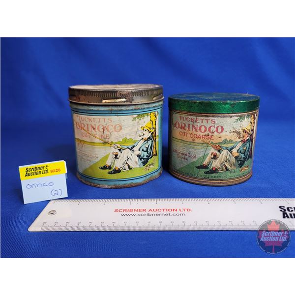 Tucketts Orinoco Tobacco Tins (2) (Largest Measures : 4-1/4"H x 4-1/4"Dia)