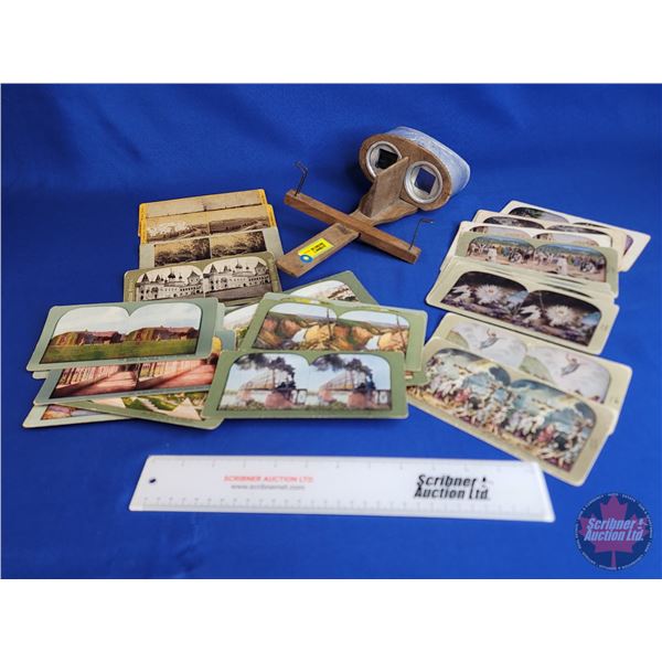 Stereoscope w/ Insert Cards (29) (Measures : 13"L)
