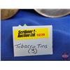 Image 8 : Tobacco Tin Trio :  - Mountie w/ Ashtray Lide - Postmaster - Top