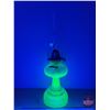 Image 1 : Coal Oil Lamp : Uranium Glass ; Beehive (White Flame Burner) (Total Height w/Chimney : 17"H)