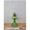 Image 2 : Coal Oil Lamp : Uranium Glass ; Beehive (White Flame Burner) (Total Height w/Chimney : 17"H)