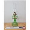 Image 4 : Coal Oil Lamp : Uranium Glass ; Beehive (White Flame Burner) (Total Height w/Chimney : 17"H)