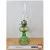 Image 5 : Coal Oil Lamp : Uranium Glass ; Beehive (White Flame Burner) (Total Height w/Chimney : 17"H)