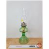 Image 6 : Coal Oil Lamp : Uranium Glass ; Beehive (White Flame Burner) (Total Height w/Chimney : 17"H)