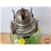 Image 8 : Coal Oil Lamp : Uranium Glass ; Beehive (White Flame Burner) (Total Height w/Chimney : 17"H)