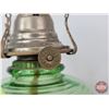 Image 9 : Coal Oil Lamp : Uranium Glass ; Beehive (White Flame Burner) (Total Height w/Chimney : 17"H)
