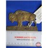 Image 1 : Canada National Parks Pass (c.1933) : Embossed Tin Buffalo (Measures : 3"H x 4-1/4"W)