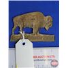 Image 2 : Canada National Parks Pass (c.1933) : Embossed Tin Buffalo (Measures : 3"H x 4-1/4"W)