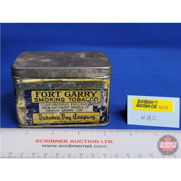 Smoking Tobacco Tin : HBC Fort Garry (Measures : 2-1/2"H x 4"W x 2-1/2"D)