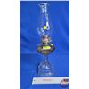 Image 1 : Coal Oil Lamp : Clear Glass Font   (Total Height w/Chimney : 19"H)