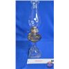 Image 3 : Coal Oil Lamp : Clear Glass Font   (Total Height w/Chimney : 19"H)