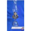 Image 4 : Coal Oil Lamp : Clear Glass Font   (Total Height w/Chimney : 19"H)