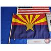 Image 2 : Hardcover Book "To Much and Never Enough" w/ (2) American Flags & Arizona Flag (Flag Stick Measures 