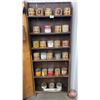 Image 1 : Confectionery & Tobacco Tins (27) w/ Wooden Standing Shelf Unit  (Shelf Measures : 68"H x 27-1/2"W x