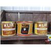 Image 2 : Confectionery & Tobacco Tins (27) w/ Wooden Standing Shelf Unit  (Shelf Measures : 68"H x 27-1/2"W x
