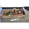 Image 1 : Variety of Rustic Tools w/ Wooden Crate : - Soldering Torch - Steel Belt Lacing - Wrenches - Ladles 