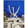 Image 8 : Antique Tools : - Brace - Bits - Everedy Brass Blow Torch - Soldering Iron - Steel Wagon Rim (2) - E