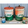 Image 1 : Oil Cans (4) : UFA - (2) Oil Pail (5Gal) - (2) Oil Can (1L)