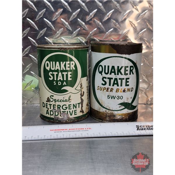 Oil Cans (2) : Quaker State  (Both Measures : 6"H x 4"Dia)