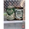 Image 1 : Oil Cans (2) : Quaker State  (Both Measures : 6"H x 4"Dia)