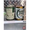 Image 2 : Oil Cans (2) : Quaker State  (Both Measures : 6"H x 4"Dia)