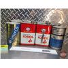 Image 2 : Oil Cans (4) : ESSO - (2) Oil Cans (Full) - (2) F-Style Cans (Empty) (Oil Can Measures : 6-1/2"H x 4