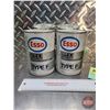 Image 1 : Oil Cans (2) : ESSO ; Transmission Fluid  (Both Cardboard) (Both Full) (Both Measures : 6"H x 4"Dia)