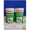 Image 1 : Oil Cans (2) : Castrol Grand Prix Motorcycle  (Both Cardboard) (Both Measures : 6-1/2"H x 4"Dia)