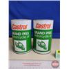 Image 3 : Oil Cans (2) : Castrol Grand Prix Motorcycle  (Both Cardboard) (Both Measures : 6-1/2"H x 4"Dia)