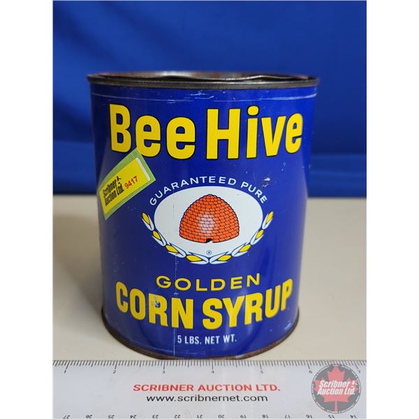 Confectionery Tin : Bee Hive Golden Corn Syrup (Measures : 6"H x 5"Dia)