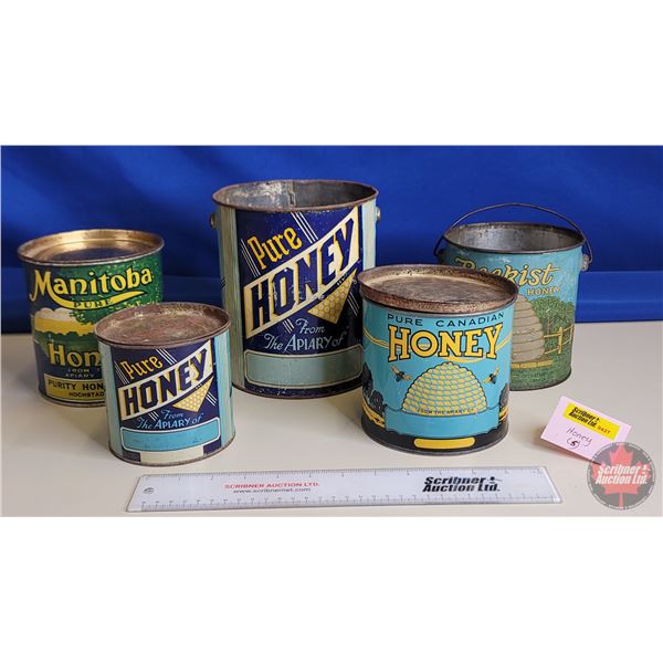 Confectionary Tins (5) : Honey (Largest Measures : 7"H)