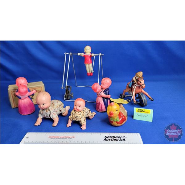 Celluloid Wind Up Toys (7) (Original Box Says Occupied Japan)