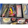 Image 11 : My Buddy Fishing Tackle Box w/ Contents : - Reels(6) - Crank Baits - Spoons - Bobbers - ETC! (Tackle