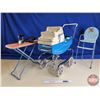 Image 1 : Vintage Metal Toys :  - Doll Carriage (Measures : 22-1/2"H x 11-1/2"W x 26"D) - Doll High Chair - Ir