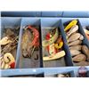 Image 10 : Mermaid Canadian Tire Fishing Tackle Box w/ Contents - Spoons - Crank Baits - Fishing Knives - Leade