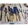 Image 3 : Collectors Group :  - Milk Bottles - Cutlery - Repro Tin Sign Corn Flakes Ad - Butter Press - Empres