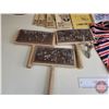 Image 2 : Collectors Group :  - Wool Carders - Farm Account Book  - Calendar Almanacs 1930's - Lamps - Cast Ir