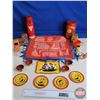 Image 1 : Collectors Group : Red Theme - San Francisco Velvet Tapestry - Tin Toy Dishes & Cups - Baking Powder