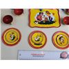Image 2 : Collectors Group : Red Theme - San Francisco Velvet Tapestry - Tin Toy Dishes & Cups - Baking Powder