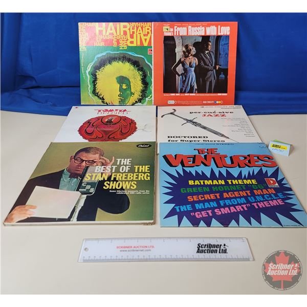 Record Albums (6) : LP's - The Ventures - From Russian With Love 007 - Hair The Musical - Stan Frebe