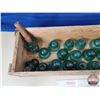 Image 2 : Insulators (13) : One & Two Piece (Aqua Green) w/ CO-OP Implements Wood Crate (Crate Measures : 7-1/