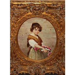 Framed Oil Painting of Girl