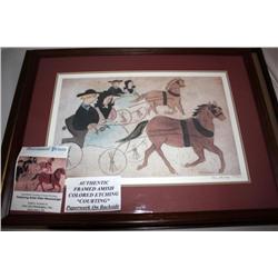 Framed Amish Colored Etching