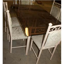Glass Top Table and 6 Chairs