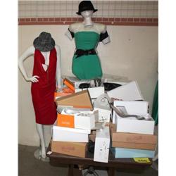 Table Lot of Womens Shoes & Manikin