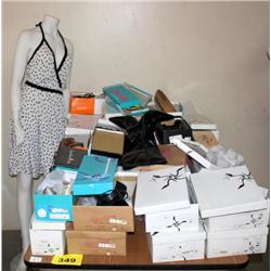 Table Lot of Womens Shoes & Manikin