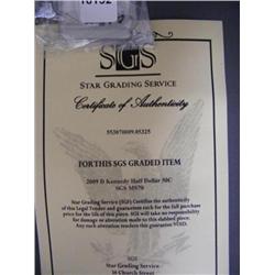 2009 D Kennedy Half Dollar   SGS MS70